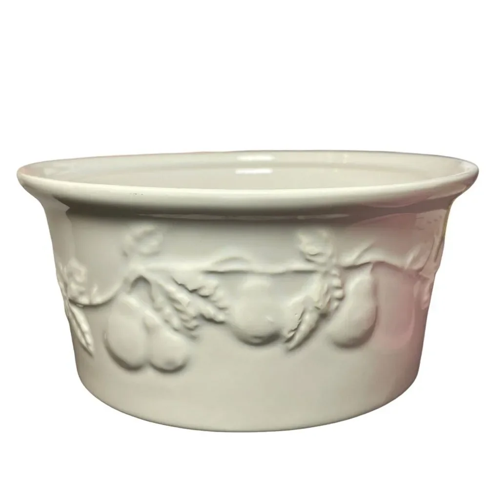 Vintage Lillian Vernon Taiwan Embossed Small Pear Casserole Dish Pot with 5